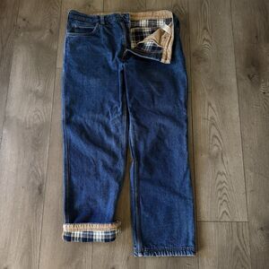 Duluth Trading Jeans Men's Size Plaid Flannel Lined Denim Pants 36x30”